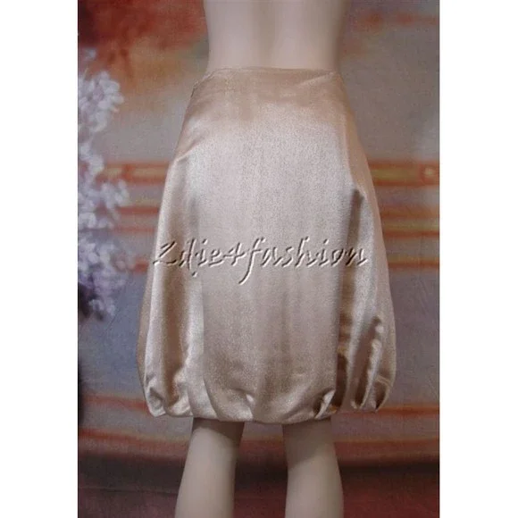 $1375 NWT GIORGIO ARMANI Champagne Metallic Textured Bubble Hem Skirt 12